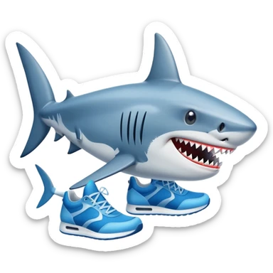 a shark with a sneaker sticker
