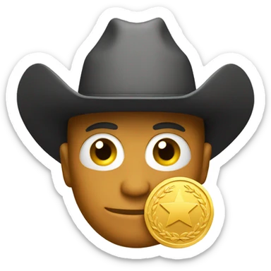 gold medal with a cowboy hat sticker