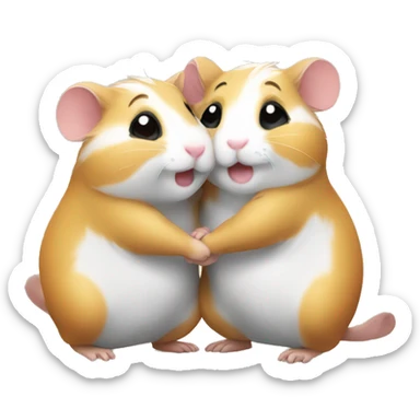 two happy hamsters hug sticker