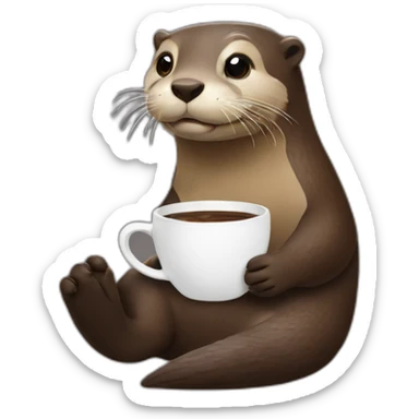 otter drinking coffee sticker