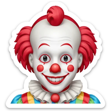 A white animatronic humanoid male clown manne sticker