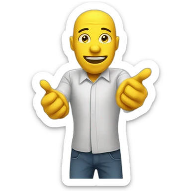 Yellow man pointing gün at viewer sticker