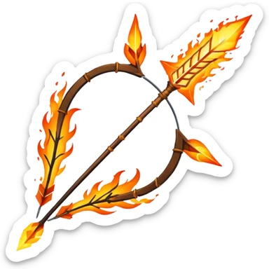 arco de flechas de fuego parecido al de los juegos del hambre sticker