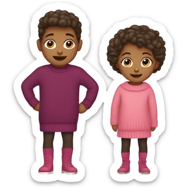 Boy and girl twins wearing sweater dresses and tights sticker