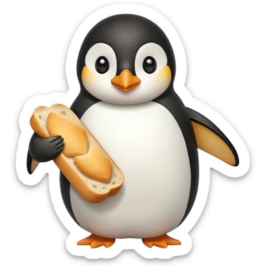 a penguin holding a loaf sticker