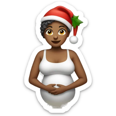 Pregnant lady with a crop top and Christmas hat  sticker
