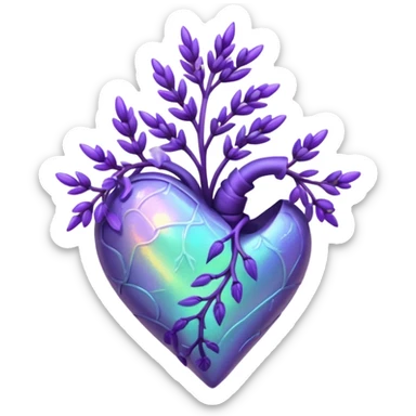 create a holographic lavender plant that wraps around a lavender colored heart sticker