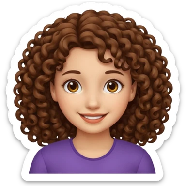 Girl with curly hair smiling sticker
