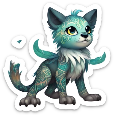 cute Kawaii edgy ethereal shy epic fantasy animal fursona Fionbri creature by griffsnuff & LiLaiRa & Falvie with exotic colors with intricate patterns full body sticker