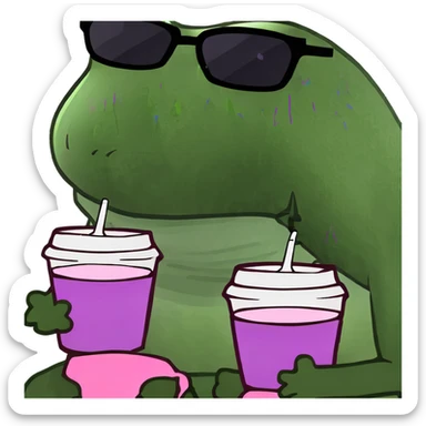 two cups with purple liquid sticker