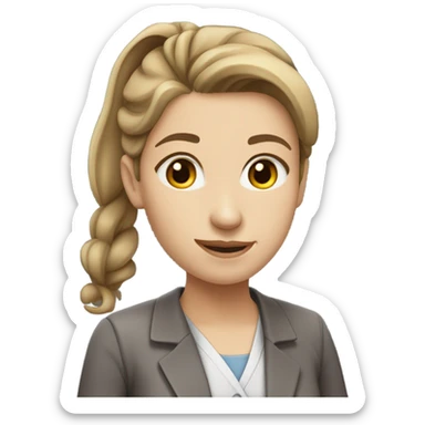 femail young biology professor with light brown hair at the ponytail and white skin sticker