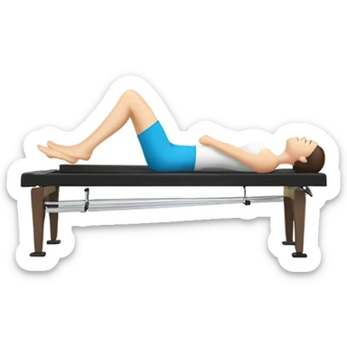 pale woman with dark brown hair doing pilates on a reformer sticker