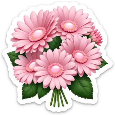 realistic Rose Quartz Pink gerbers bouquet vintage galmour sticker