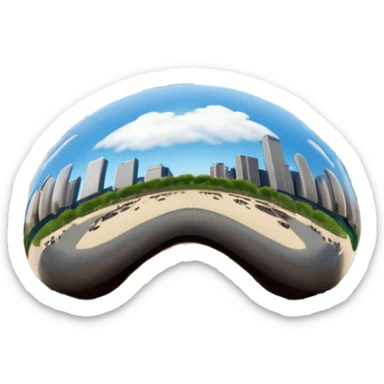 cinematic realistic emoji of Chicago with wide city view featuring iconic landmarks Willis Tower John Hancock Center Navy Pier Cloud Gate Bean lifelike detail accurate colors bright daytime lighting no sky no clouds transparent background sticker
