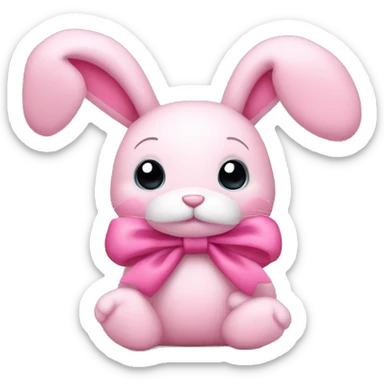 Pink bunny stuffed animal with a bow on the ear sticker