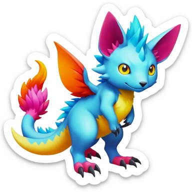 colorful Fakémon-Digimon-Fionbri-Trico-creature (full body) sticker