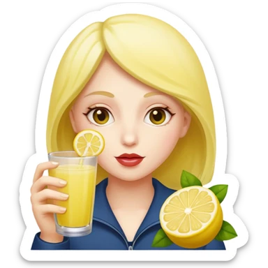 The Rosa roxburghii fruit is personified and then drinks lemon juice. sticker