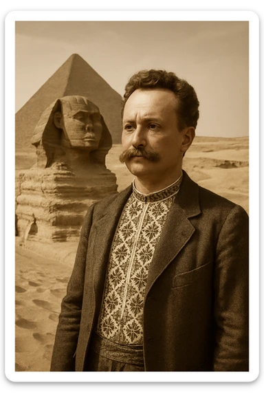 near the statue of the sphinx in Egypt sticker