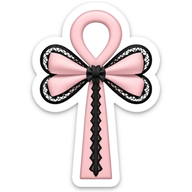 pastle pink ankh with black lace and bows sticker
