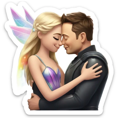 Elon musk hugging a rainbow fairy princess sticker