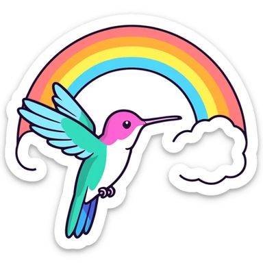 A rainbow colored hummingbird ￼ sticker