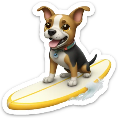 Dog surfing on a surfboard  sticker
