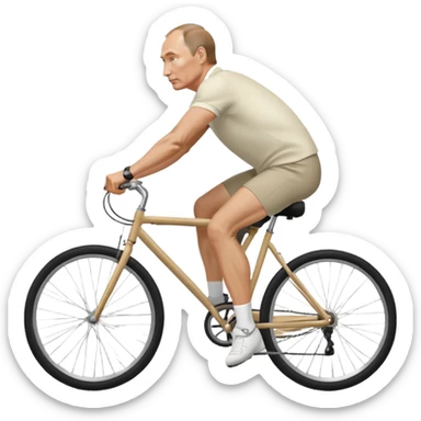 Vladimir Putin riding a bicycle from side view sticker