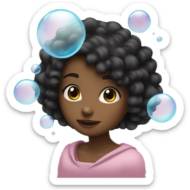 Black haired girl popping bubbles  sticker