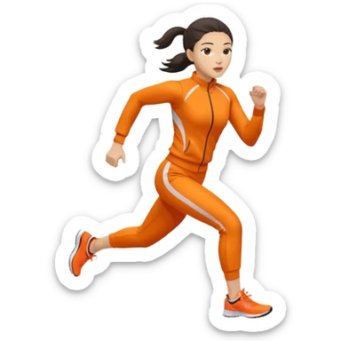 asian woman in orange sport suit running sticker