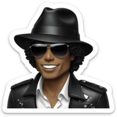 Michael jackson with black hat white skin and sunglasses sticker