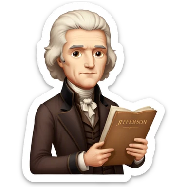 Thomas Jefferson holding declaration of independence sticker
