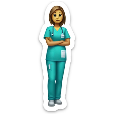 Female Xray tech full body with scrubs facing left sticker