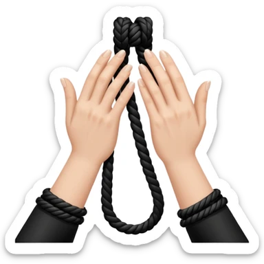 Woman’s hands tied with black rope  sticker