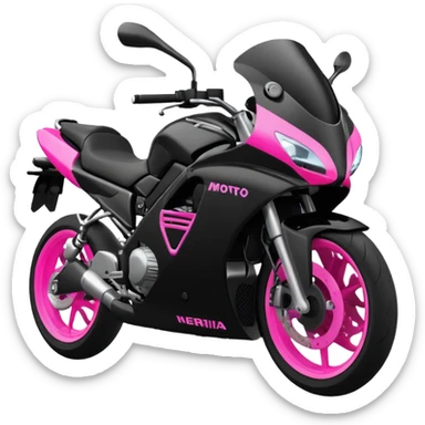 moto sportiva con scritta nera e solo avanti rosa fluorescente  sticker