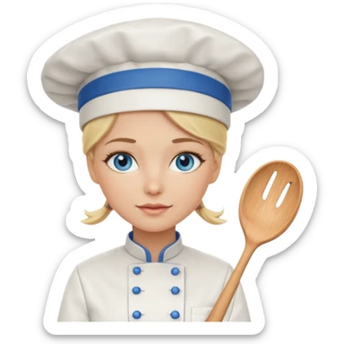 Blonde blue eyed female chef sticker