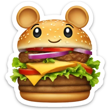 A burger with a mouse sticker