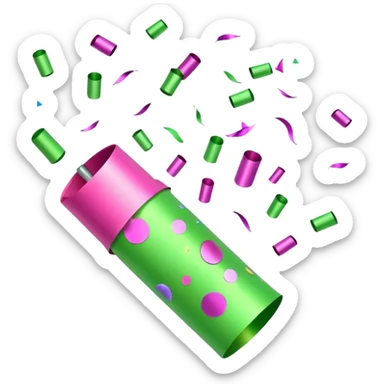 light green and pink party poppers and confetti sticker