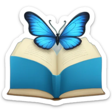 Blue butterfly reading books sticker