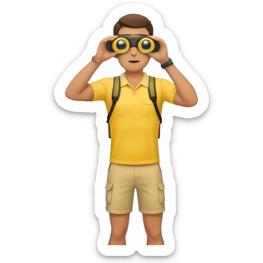 Male lifeguard – yellow shirt, binoculars in hand, scanning the sea, full body sticker