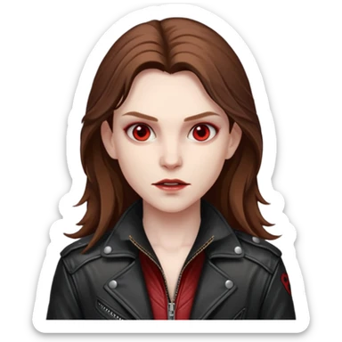 Vampire Hunter with brown long hair, red eyes sticker