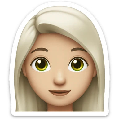 medical student with long dark brown hair, fair skin, green eyes sticker