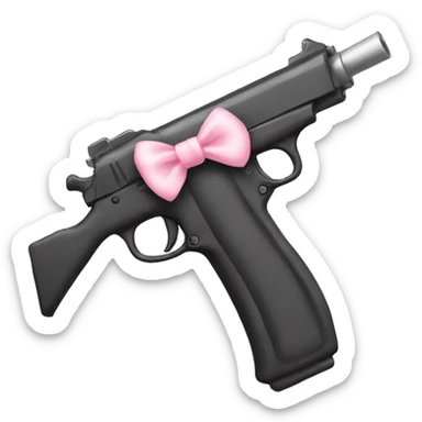 Gun with a light pink bow  sticker