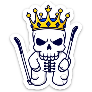 cool skull with a royal crown and a ski mask sticker