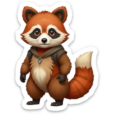 Realistic cool edgy 4-legged quadrupedal Bear-Red-Panda-Tanuki-Raccoon-Dog-Red-Fox-animal-fusion-hybrid, Full body sticker