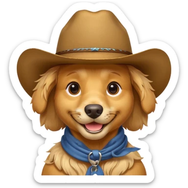 Dog in cowboy hat smiling sticker