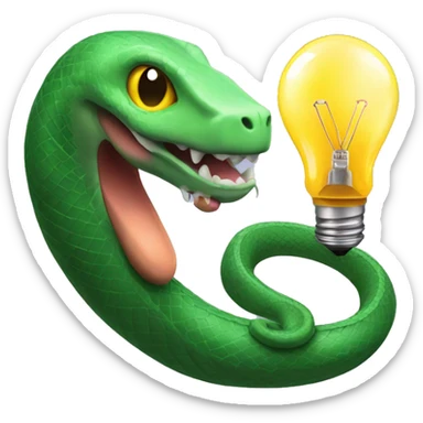 Snake with a lightbulb in its mouth and a battery for a tail sticker