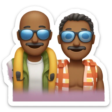 Two men's (couple) - one with eyeglasses having fun on vacation sticker