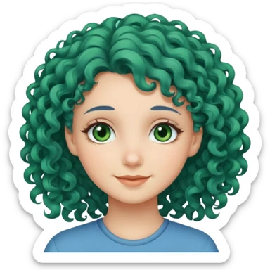 Girl with curly blue hair, green eyes, and very fair skin. sticker