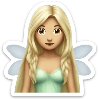 Fairy, very long hair, big wings, girl sticker