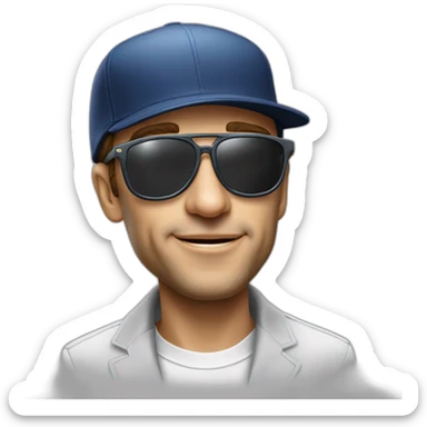 Macron avec une casquette à  l envers et des lunettes  de soleil  de femme et un cigarette sticker